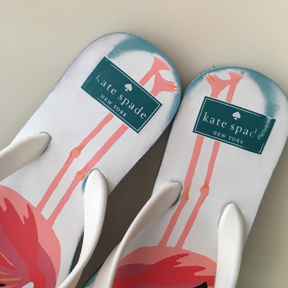 ❤️ SOLD Kate Spade Flamingo Flip Flops Sz 6 - Picture 8 of 15